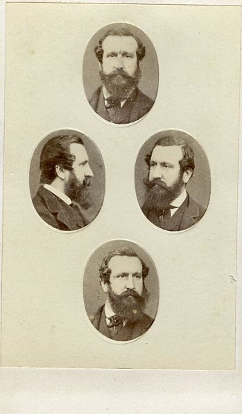 Quatre portraits en médaillon d'un homme barbu